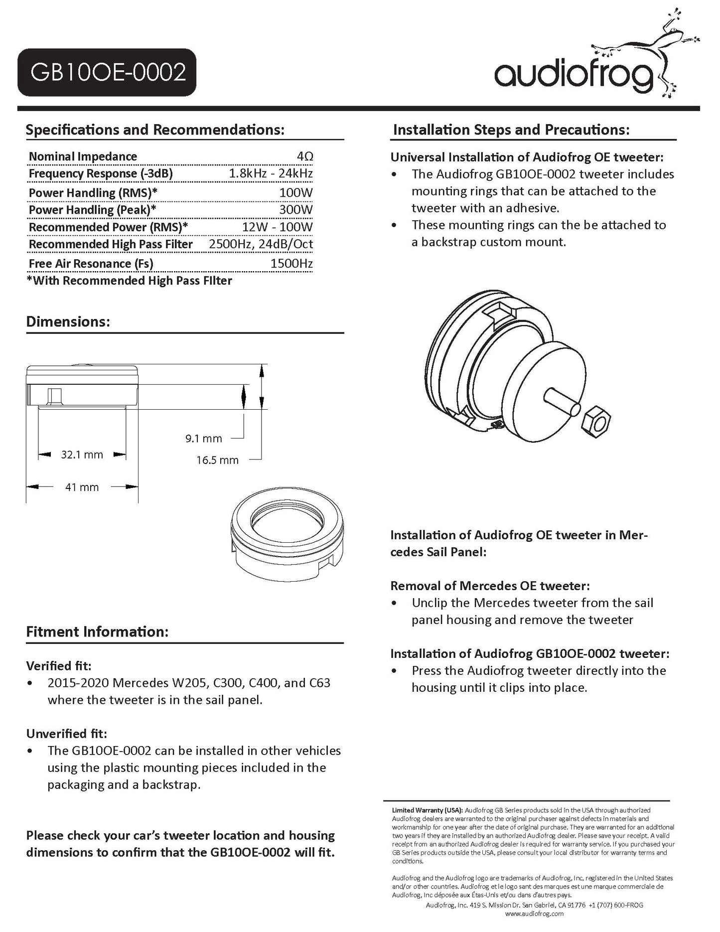 Audiofrog GB10OE-0002 (TOYOTA/MERCEDES/UNIVERSAL)