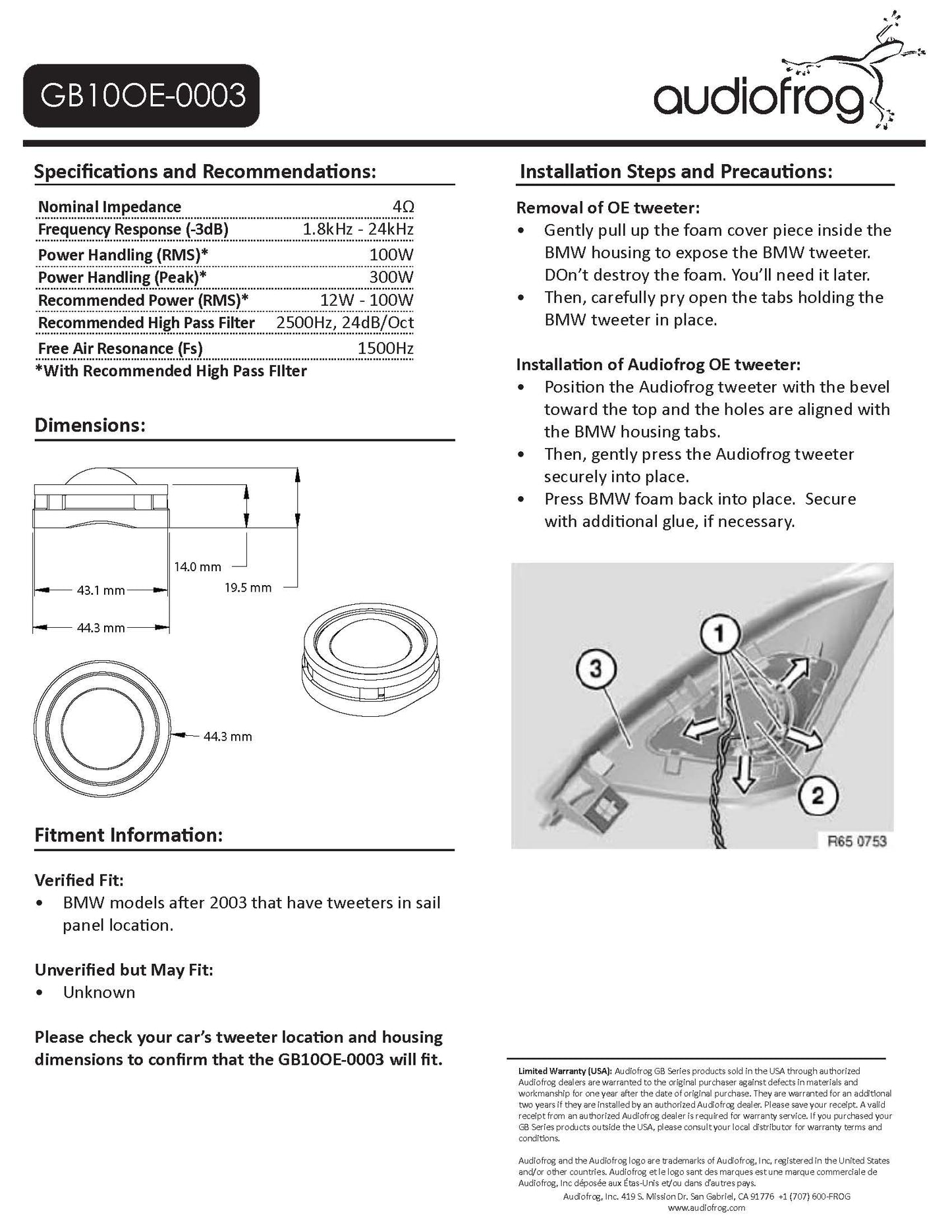 Audiofrog GB10OE-0003 (BMW)
