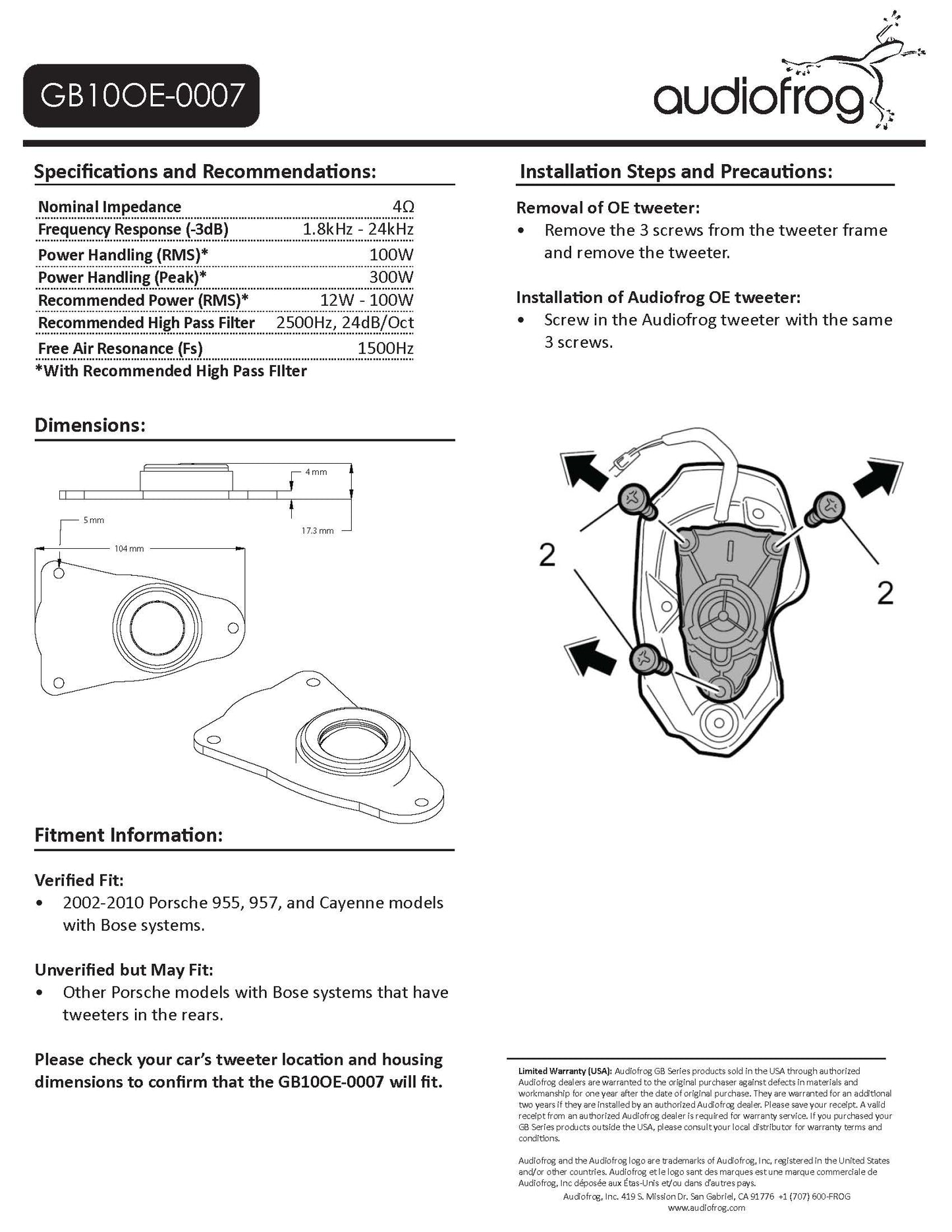 Audiofrog GB10OE-0007 (PORSCHE)