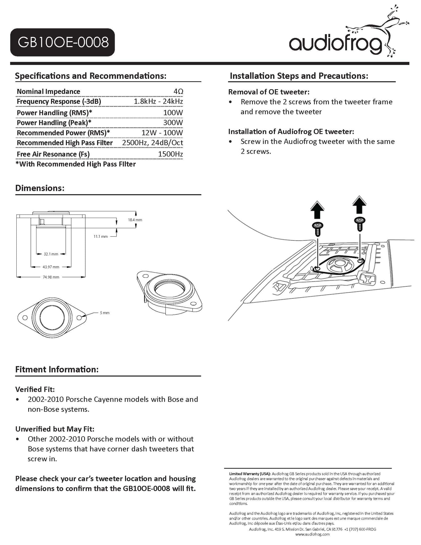 Audiofrog GB10OE-0008 (PORSCHE)