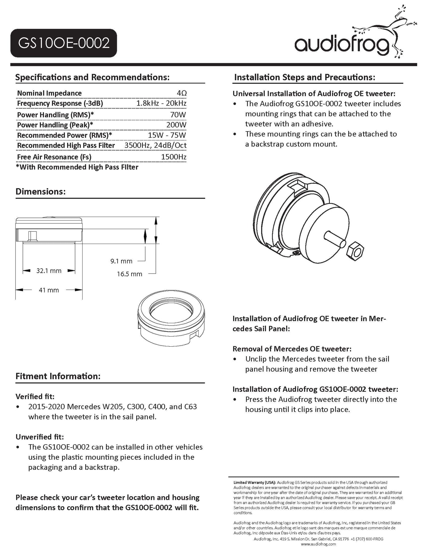 Audiofrog GS10OE-0002 (TOYOTA/MERCEDES/UNIVERSAL)