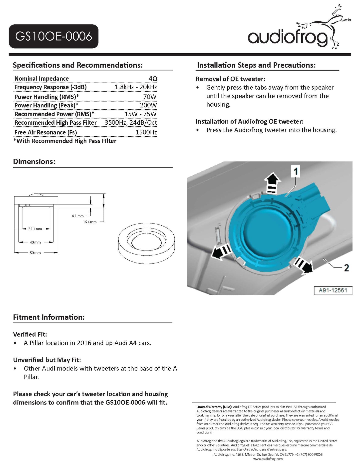 Audiofrog GS10OE-0006 (AUDI)